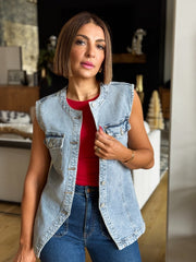 Callie Denim Vest by Habitual - premiumvoguevanity