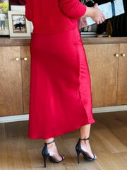 Europa Luxe Sheen Skirt (Haute Red) by Z Supply - premiumvoguevanity