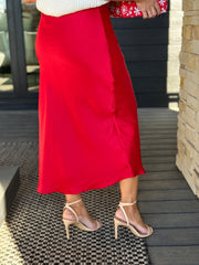 Europa Luxe Sheen Skirt (Haute Red) by Z Supply - premiumvoguevanity