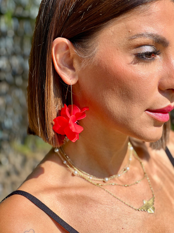 Air Bloom Drop Earrings (Red)