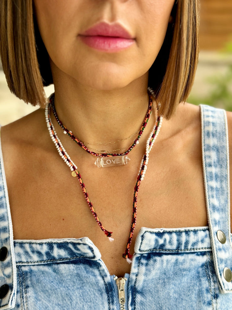 Love Huatana Necklace (Burgundy/Orange) by LA Blonde Aux Bijoux - premiumvoguevanity