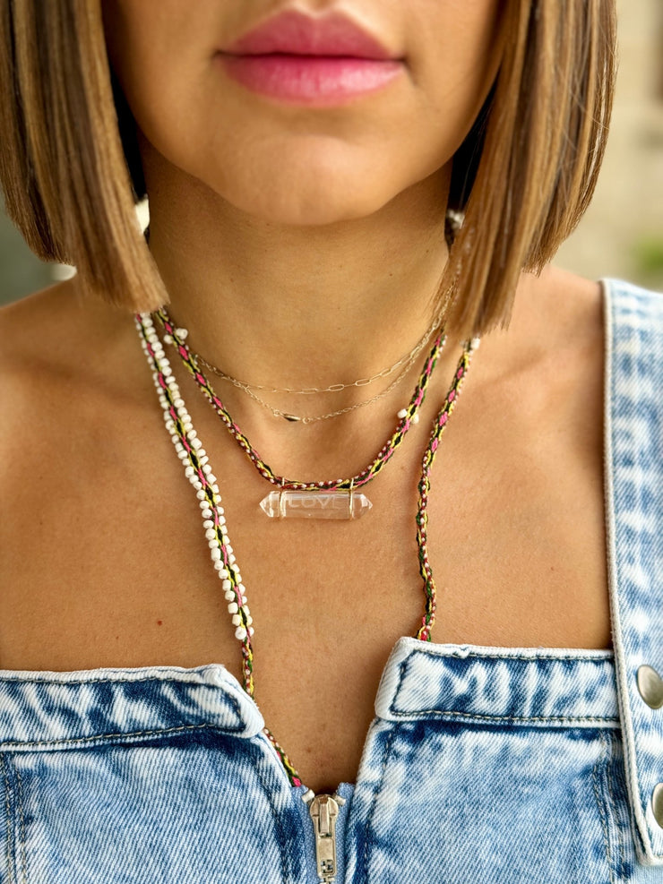 Love Huatana Necklace (Pink/Green) by LA Blonde Aux Bijoux - premiumvoguevanity