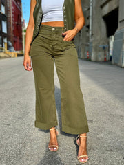 Palmer Cuffed Jean (Army) by Free People - premiumvoguevanity