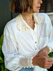 Rhiannon Crochet Shirt by Free People - premiumvoguevanity