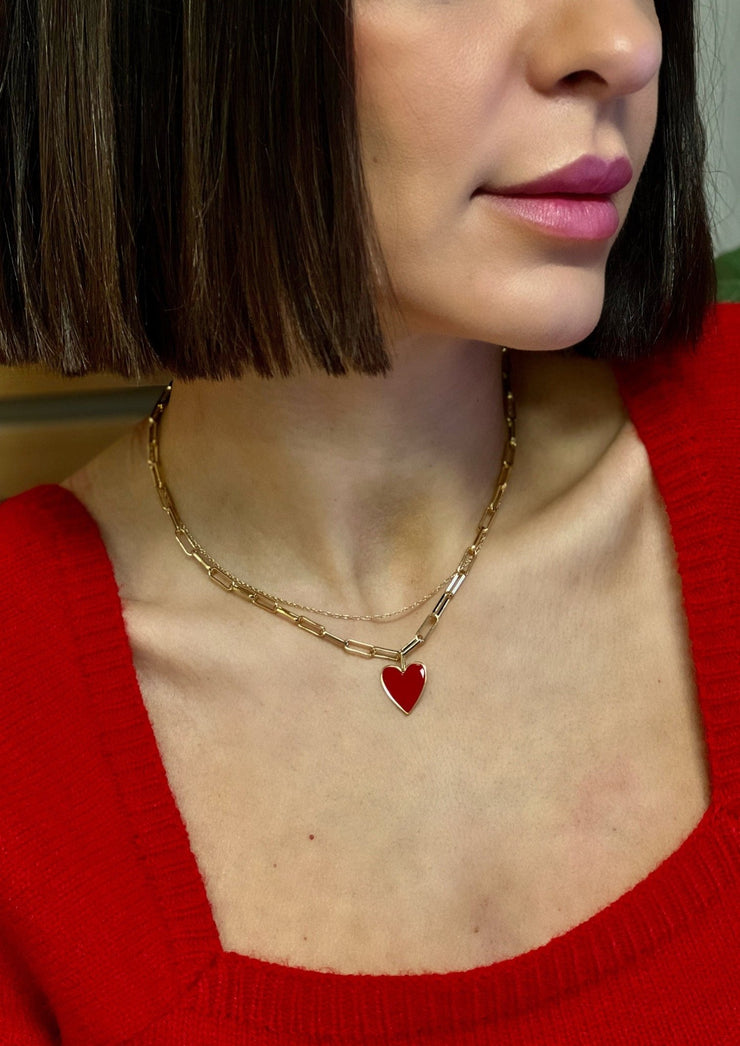 Enamel Heart Necklace (Red) - premiumvoguevanity