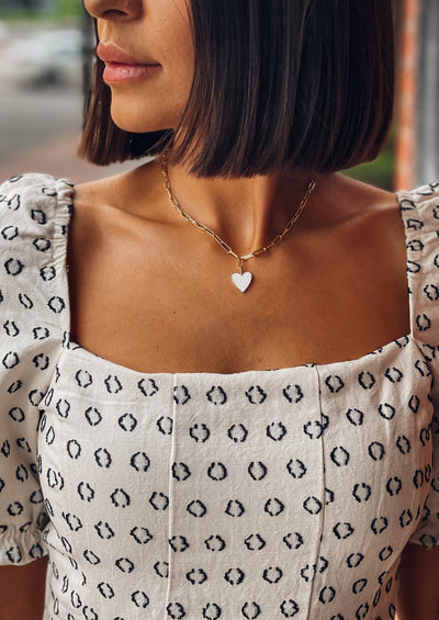 Enamel Heart Necklace (White) - premiumvoguevanity